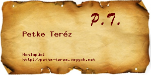 Petke Teréz névjegykártya